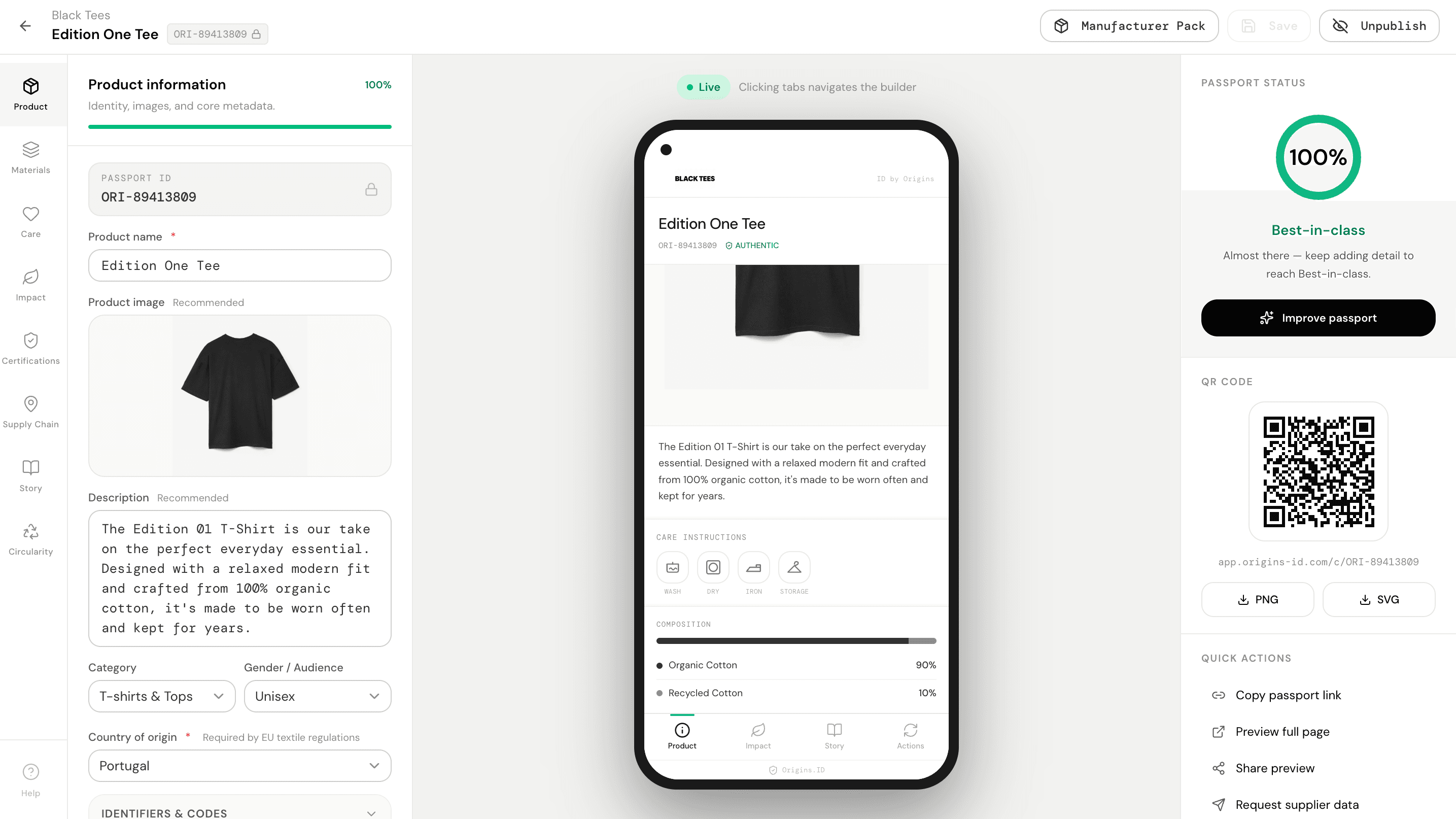 Origins passport builder